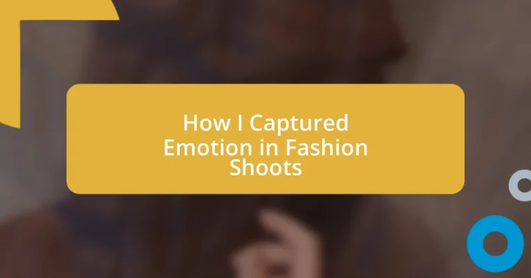 How I Captured Emotion in Fashion Shoots